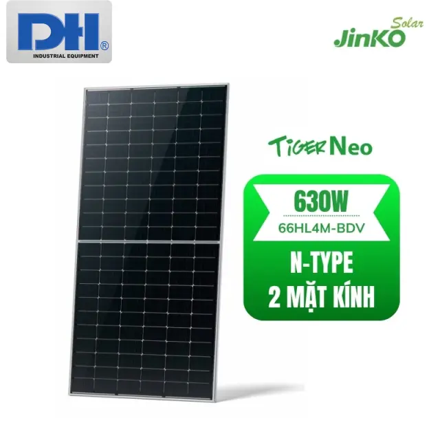 Tấm Pin Mặt Trời Jinko 630W 2 Mặt Kính N-Type | 66HL4M-BDV