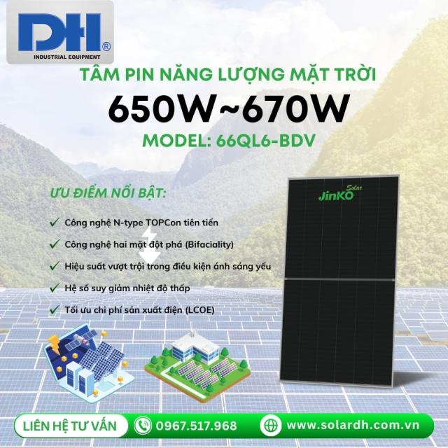 Tấm Pin Năng Lượng Mặt Trời Jinko 660W Tiger Neo 3.0 | 66QL6-BDV