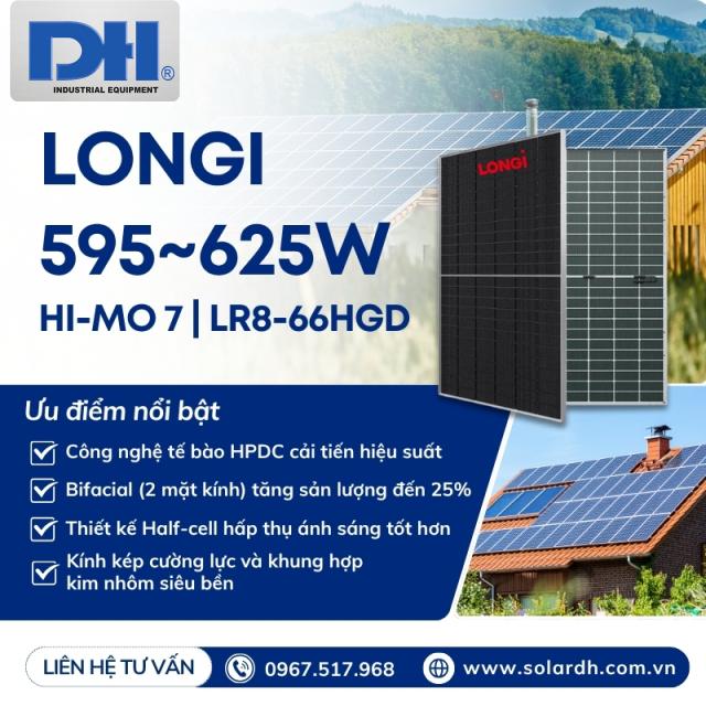 Tấm Pin năng lượng mặt trời LONGi 625W Hi-MO 7| LR8-66HGD-625M
