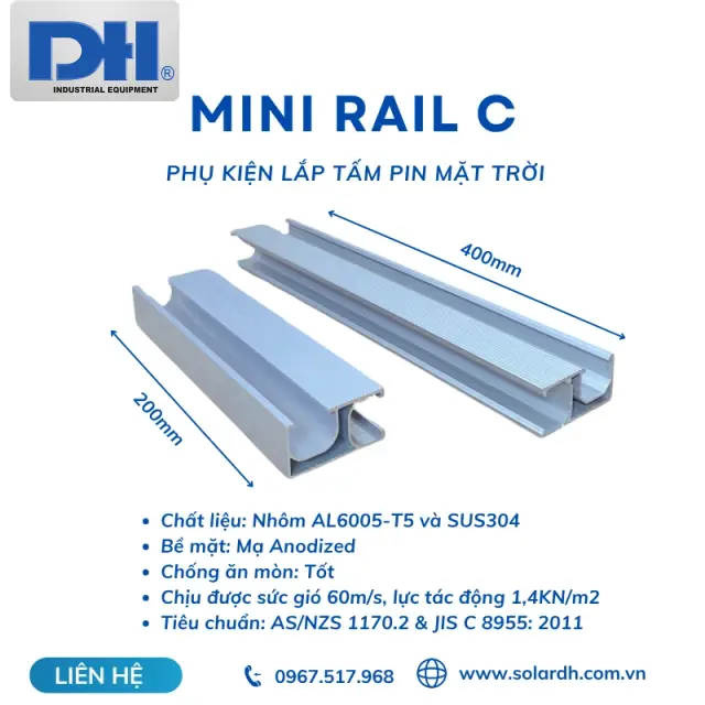 Thanh nhôm Mini Rail C - Phụ kiện năng lượng mặt trời