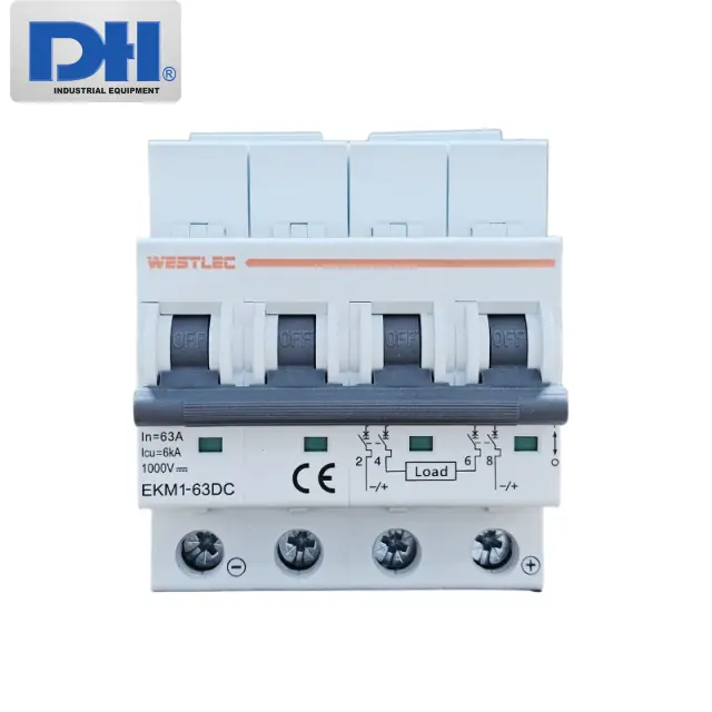 Thiết Bị Đ&oacute;ng Cắt MCB DC 4P 63A 1000VDC 6kA WESTLEC